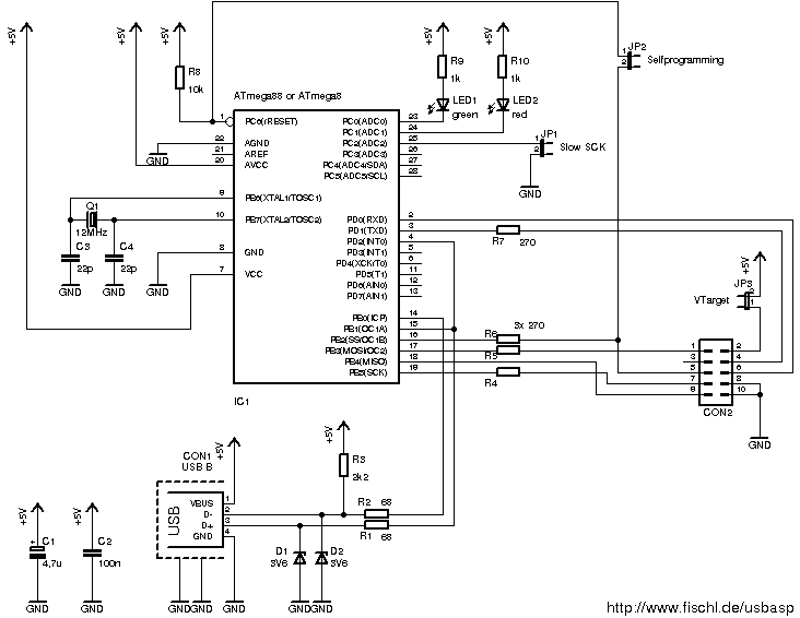usb pic programmer circuit
