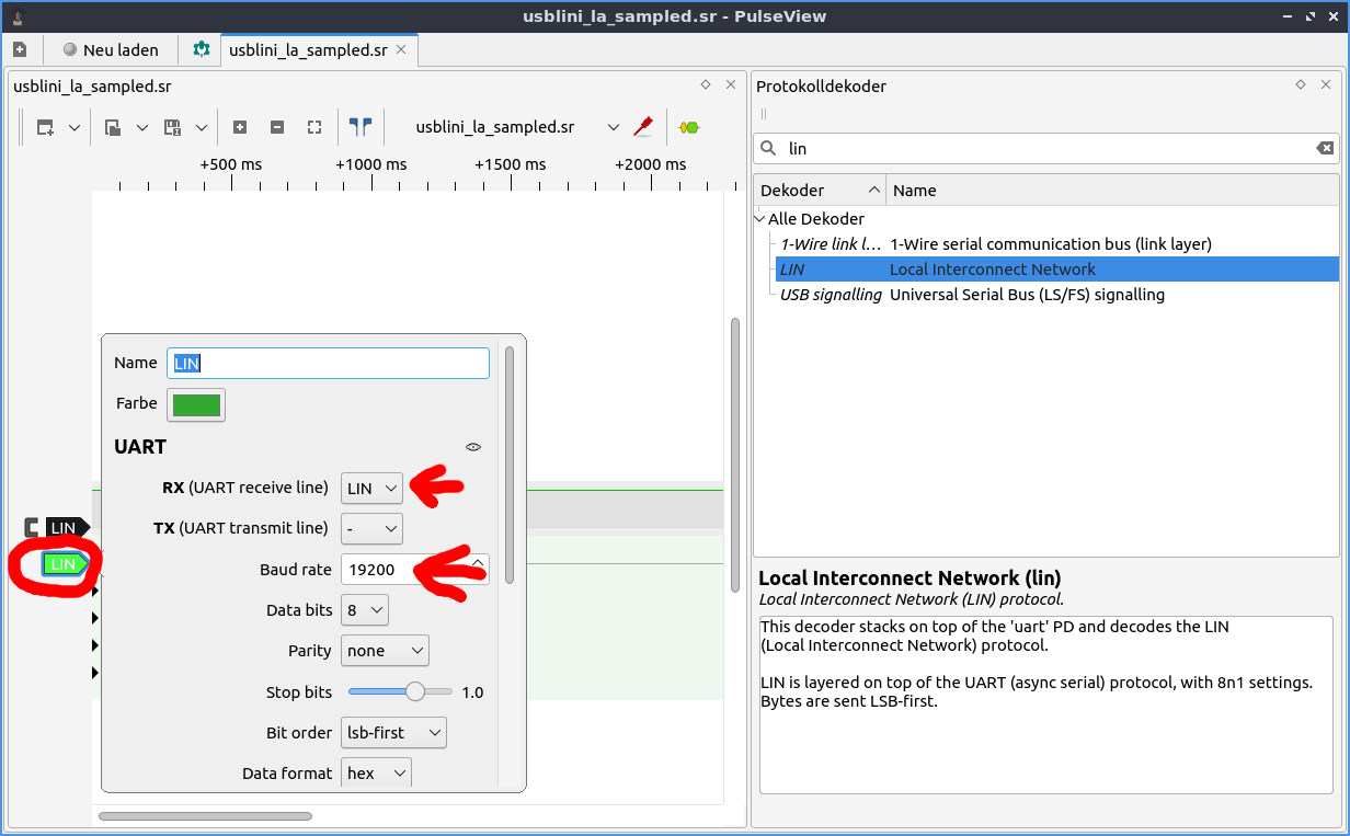 Configure protocol decoder