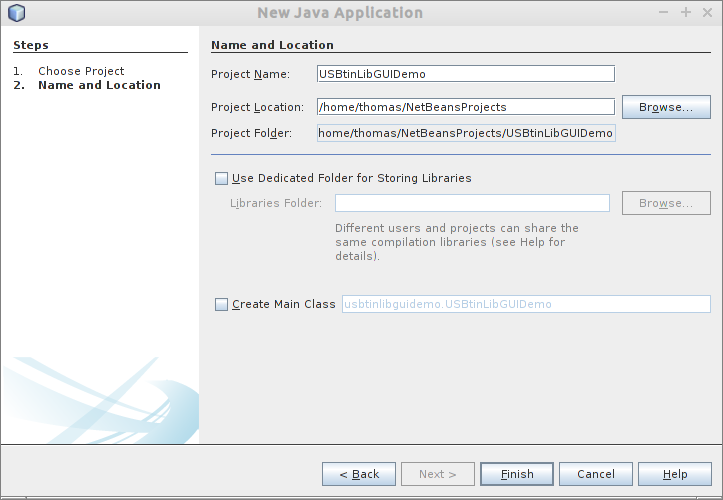 NetBeans New Project Dialog Name and Location